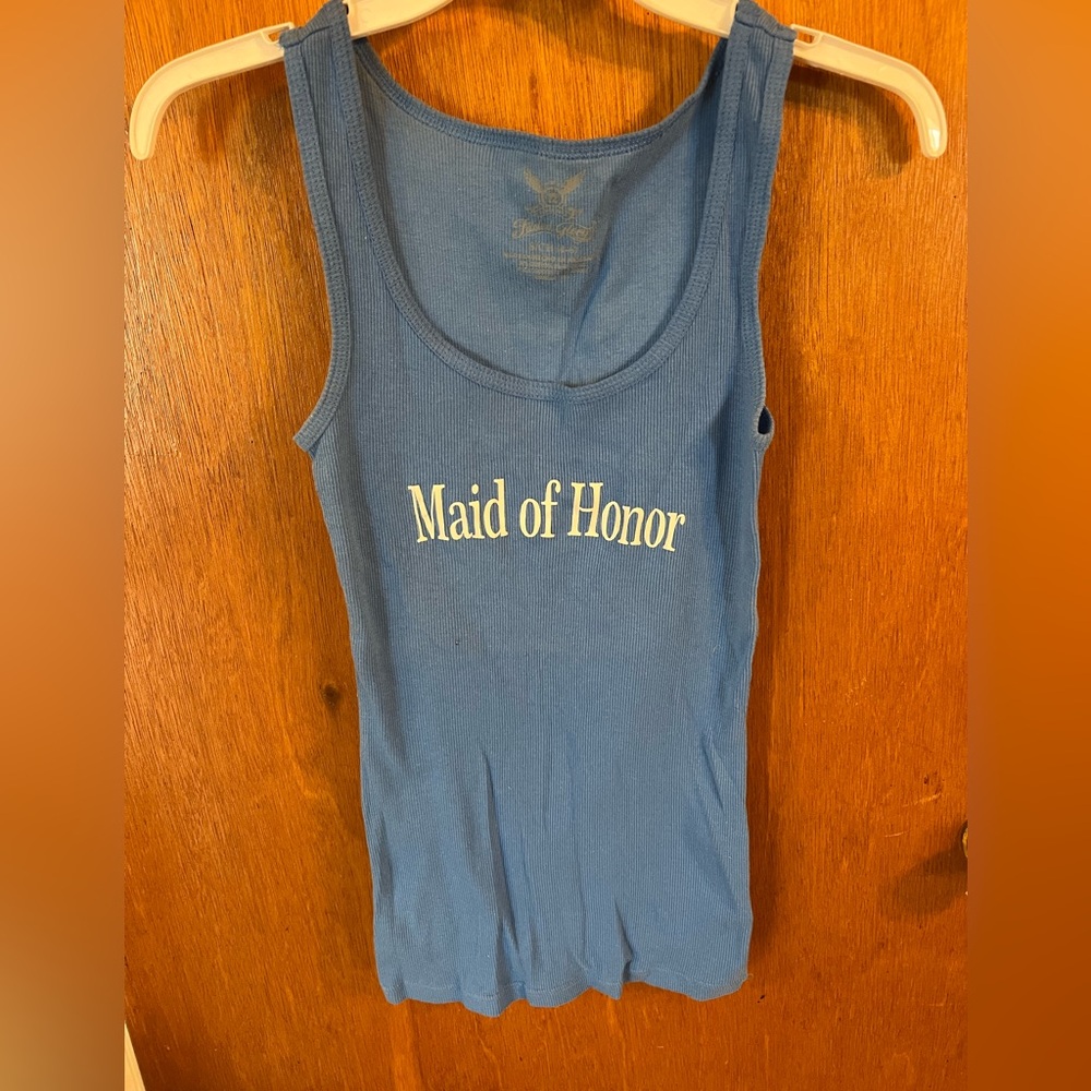 Faded Glory Blue 'Maid of Honor' Ribbed Tank